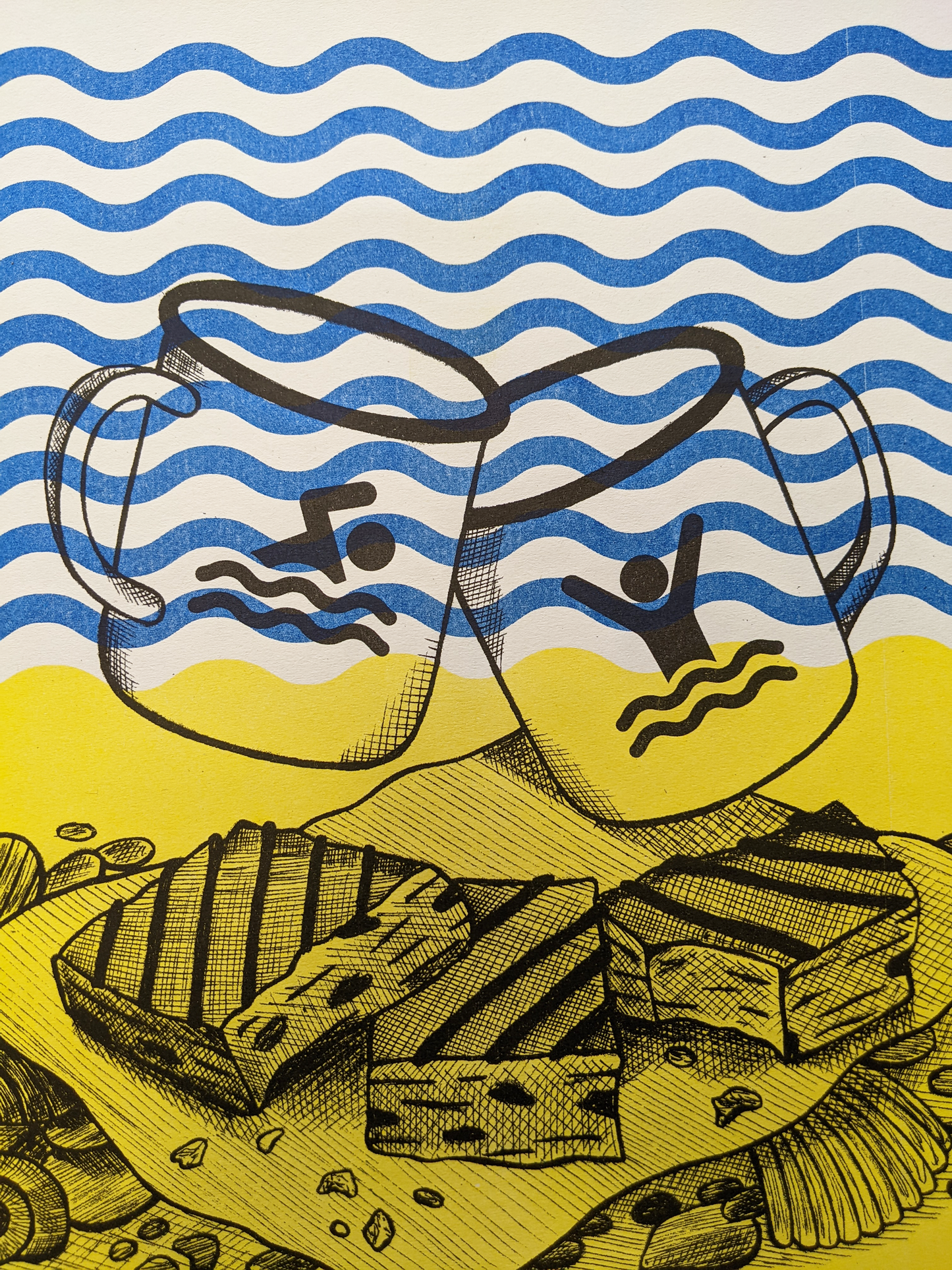 Sea Swimming Risograph